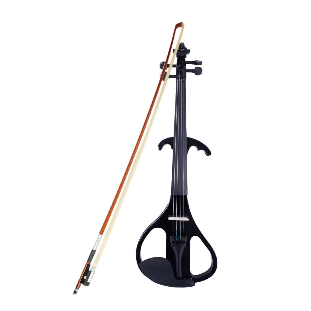 4/4 Electric Silent Violin Case Bow Rosin Headphone V-004 Black