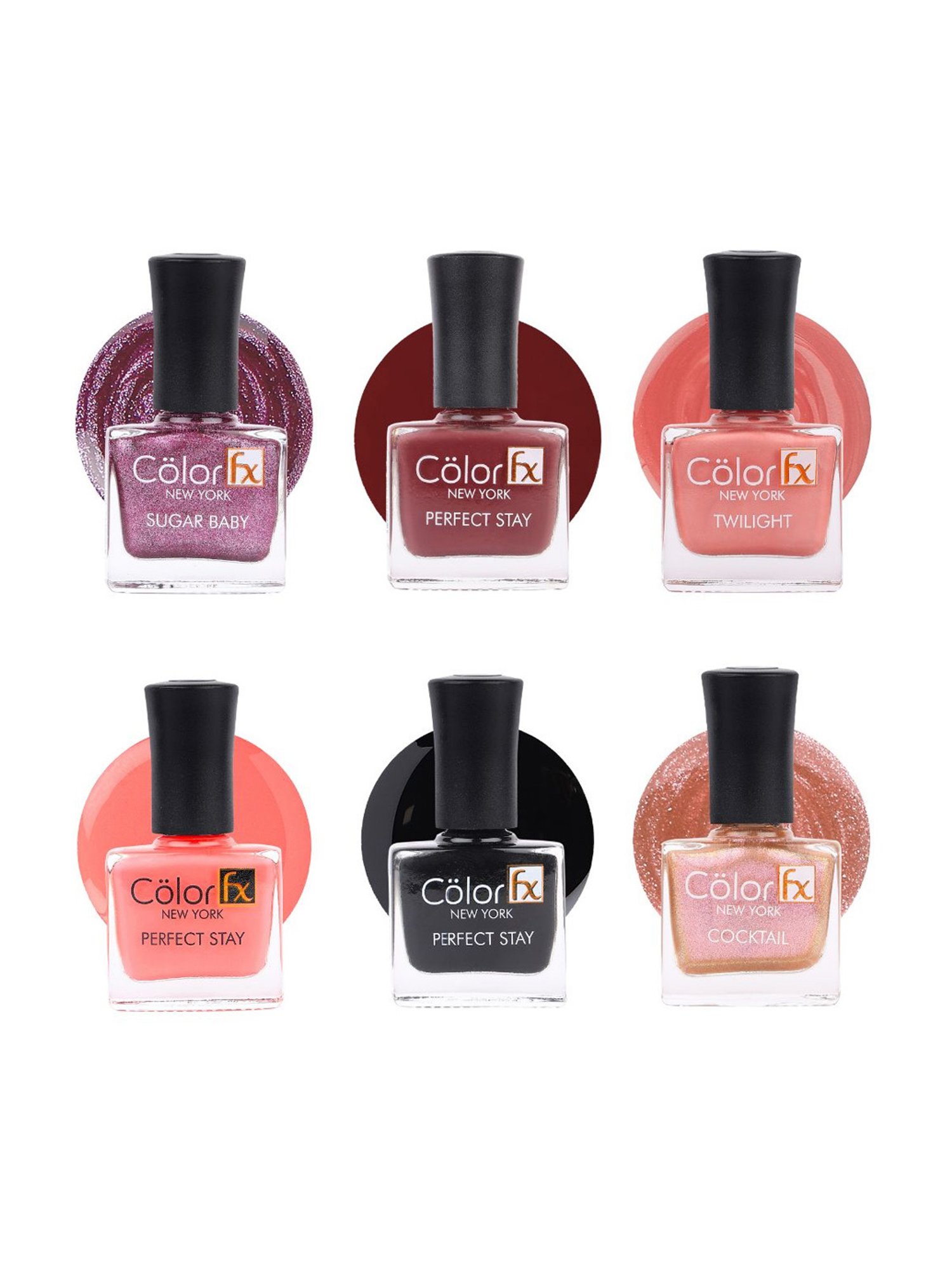 Color Fx Nail Enamel Perfect Stay Collection PK116 + PK142 + PK136 + PK122 + PK128 + PK119