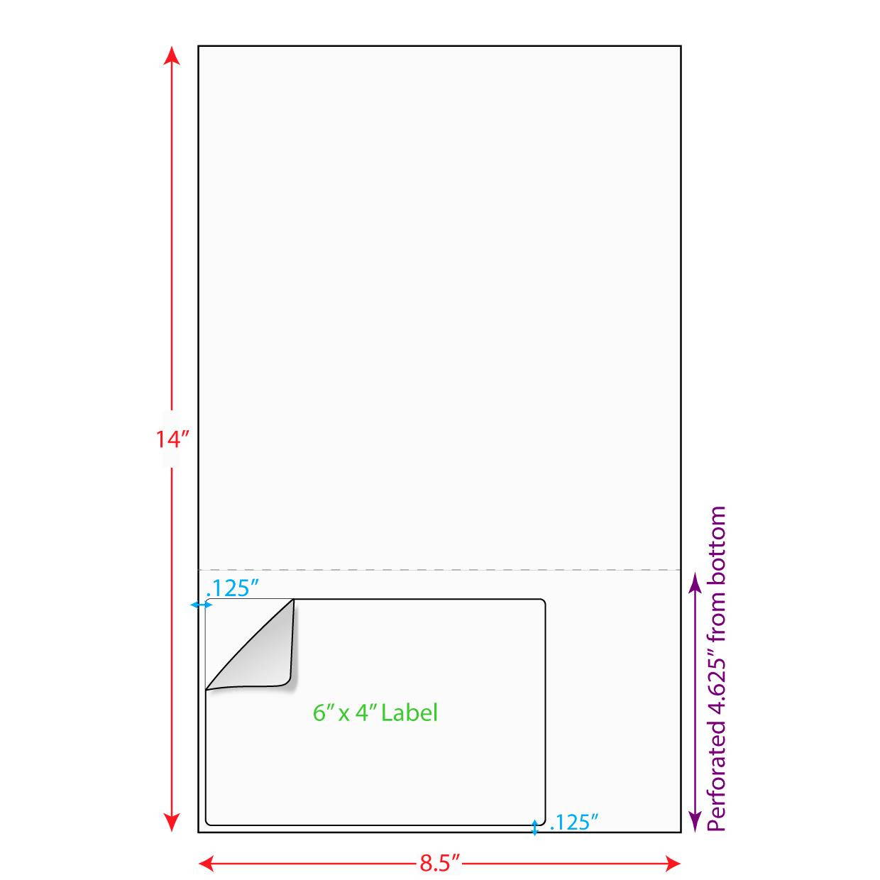 6" x 4" Integrated Laser Label Form Legal Size Sheets, 1 Label Left (7500 Forms)