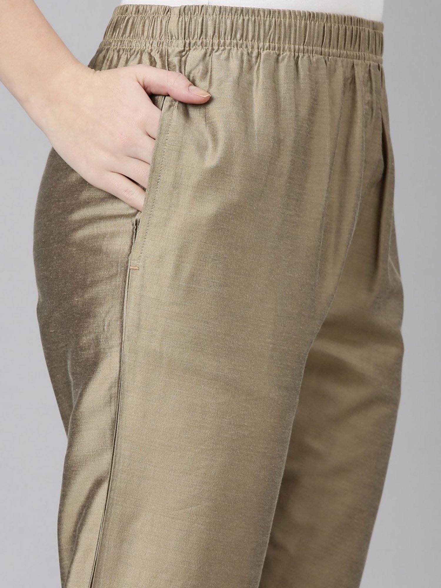TWIN BIRDS Brown Straight Fit Pants
