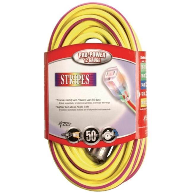 Coleman Cable 100ft. Yellow & Purple 12-3 Outdoor Extension Cord  02549-22