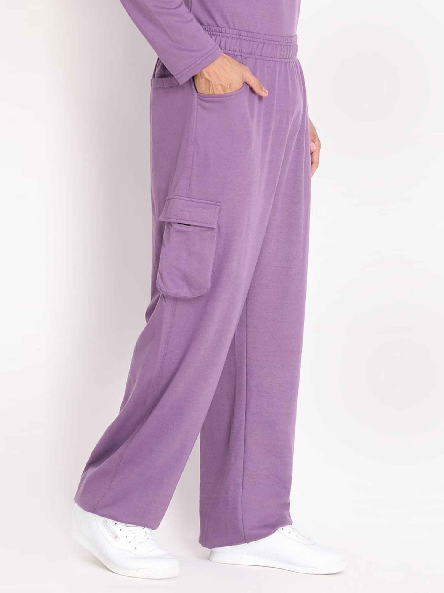 Chkokko Purple Cotton Relaxed Fit Track Pants