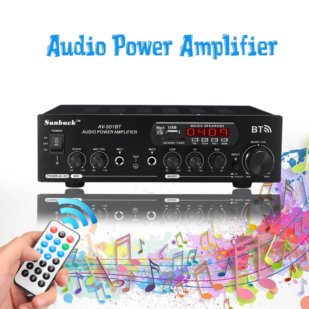 2 Channel bluetooth Home Stereo Amplifier Power Audio USB 2000W 110V