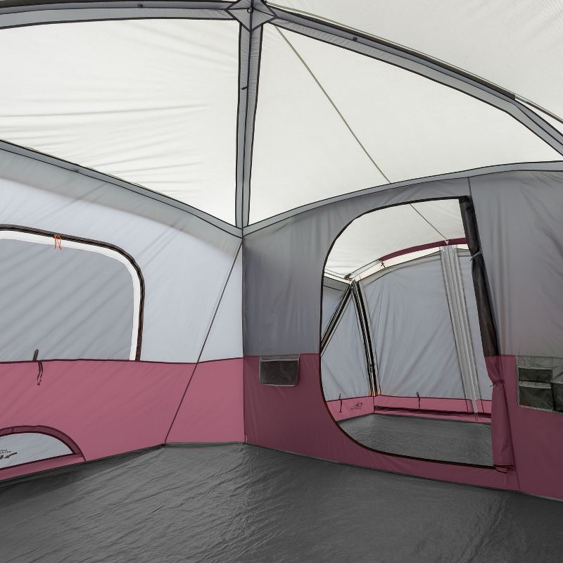 CORE 40072 11 Person Family Outdoor Camping Cabin Tent with Screen Room, Red