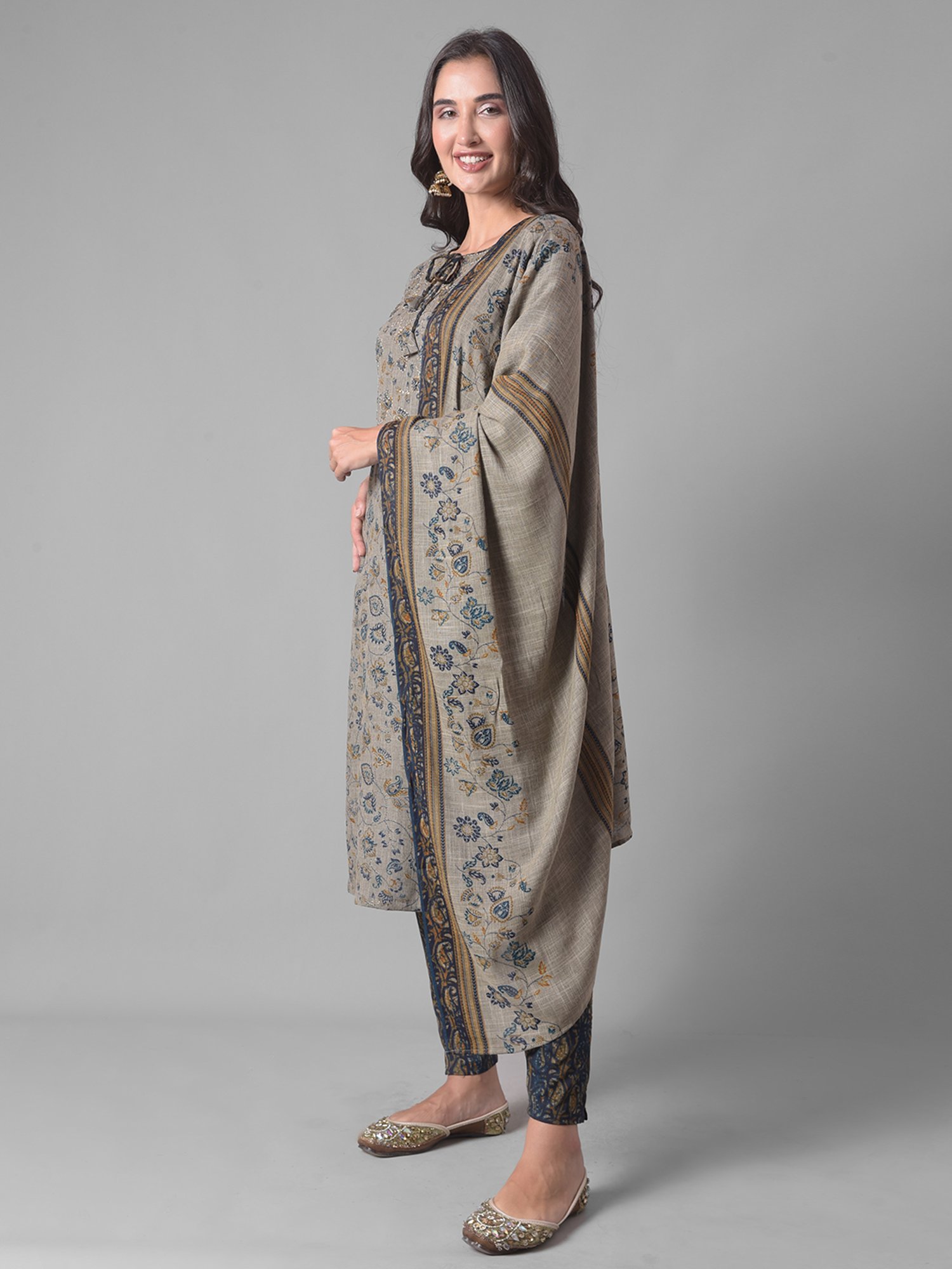 Dollar Missy Blue Embellished Kurta With Pants & Dupatta