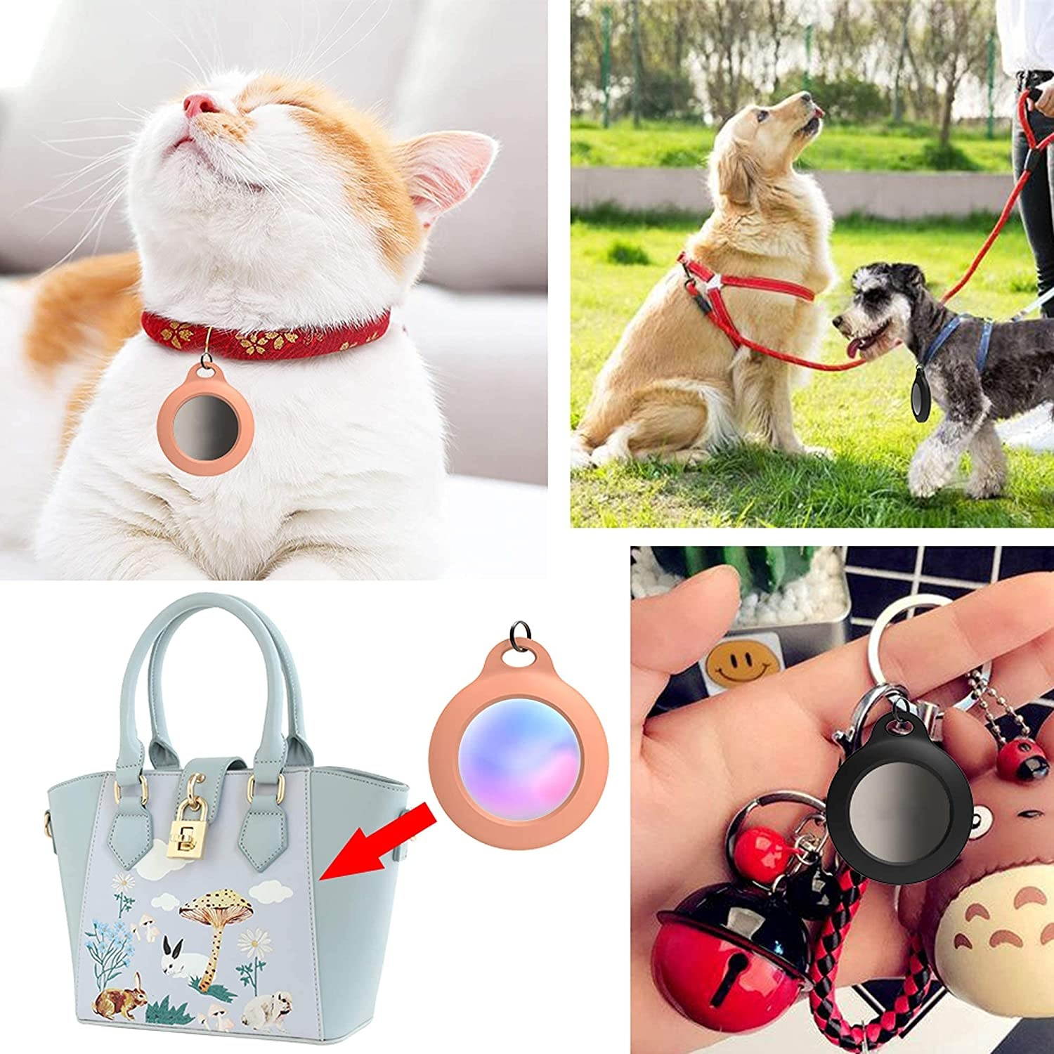 DamonLight 4-Pack Case for AirTag with Keychain, Anti-Scratch Protective Holder Compatible with Airtags Case Wallet Air Tag Ker Ring