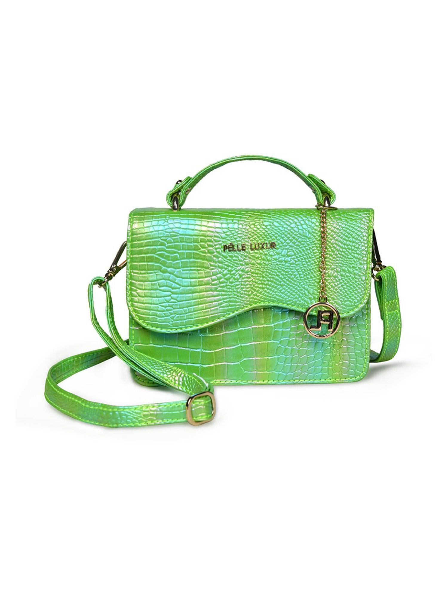 PELLE LUXUR Light Green Animal Effect Small Cross Body Bag