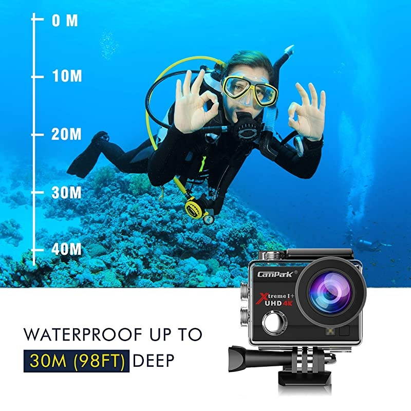 2021 Upgrade? 4K 20MP Action Camera EIS External Microphone Remote Control WiFi Waterproof Camera Webcam with 170&deg; Wide Angle and 2 Batteries