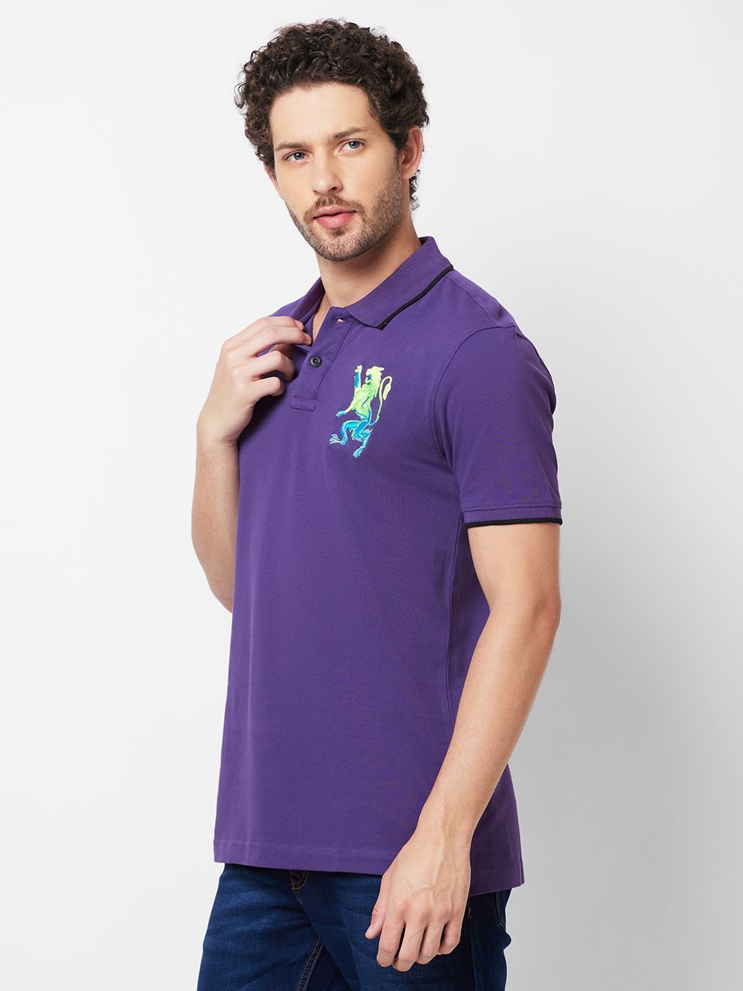 Giordano Purple Slim Fit Polo T-Shirt