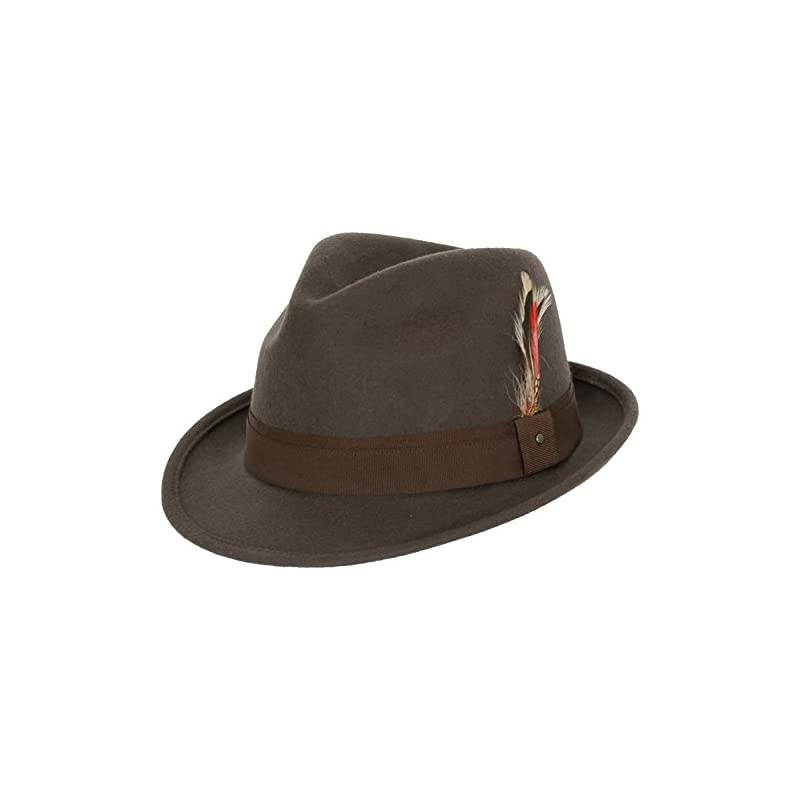 Mens 100 Wool Verve Trilby Fedora Hat XLarge fits 7 12 to 7 58 Brown