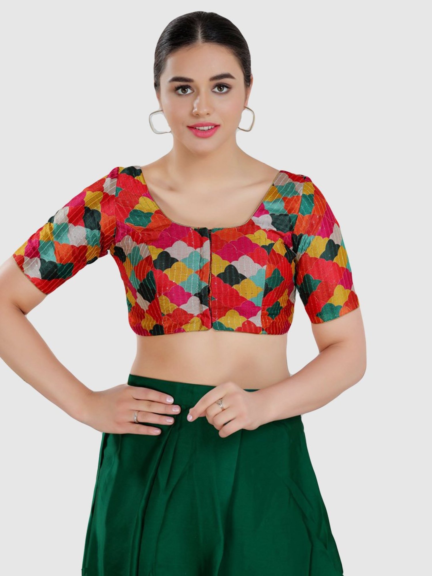 Salwar Studio Red Printed Blouse