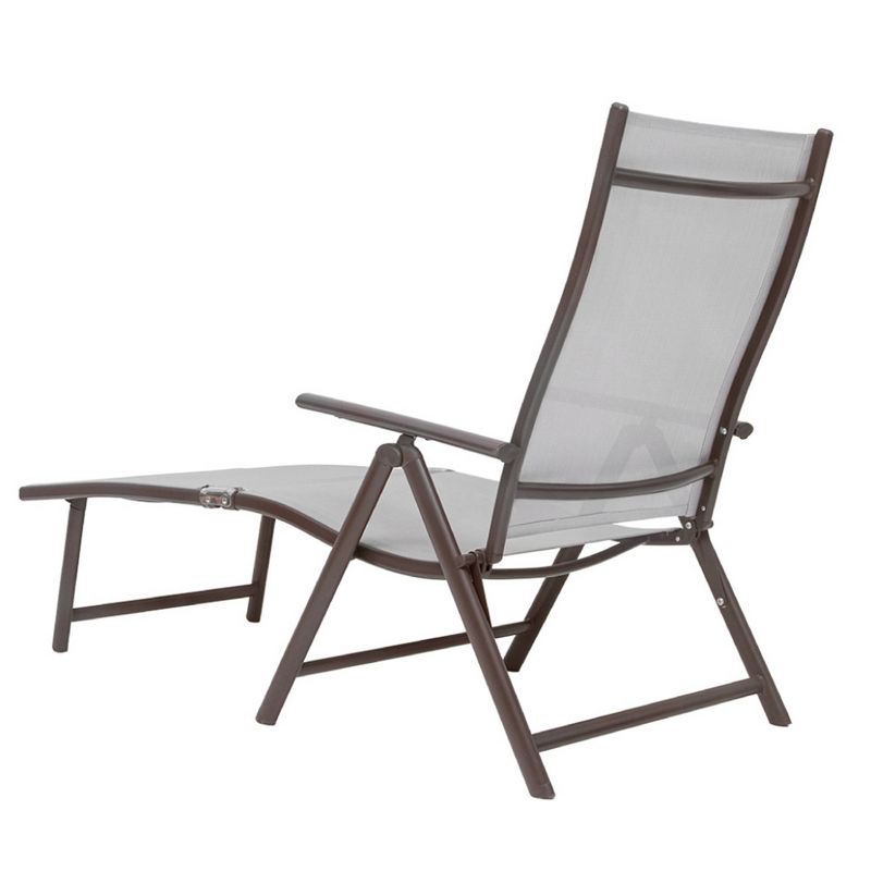 3pc Set with Outdoor Aluminum Adjustable Chaise Lounge & Table Set - Light Gray - Crestlive Products