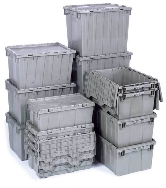 QUANTUM STORAGE SYSTEMS QDC2115-17 Attached Lid Container, 2.31 cu. ft., Gray