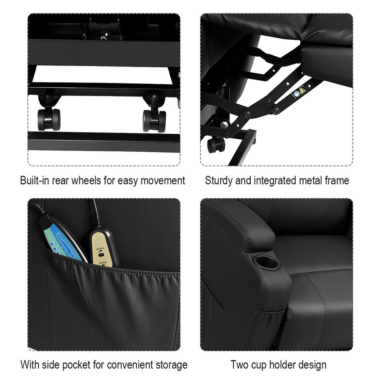 Costway Electric Lift Power Recliner Chair Heated Massage Sofa Lounge w/ Remote Control