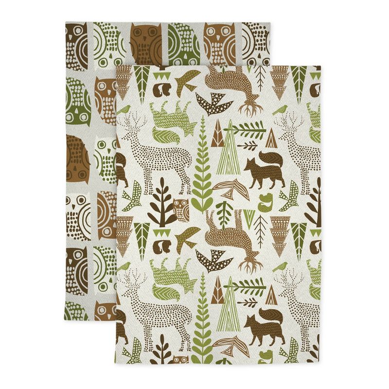 2pk Cotton Designer Forest Folklore Kitchen Towels - MU Kitchen