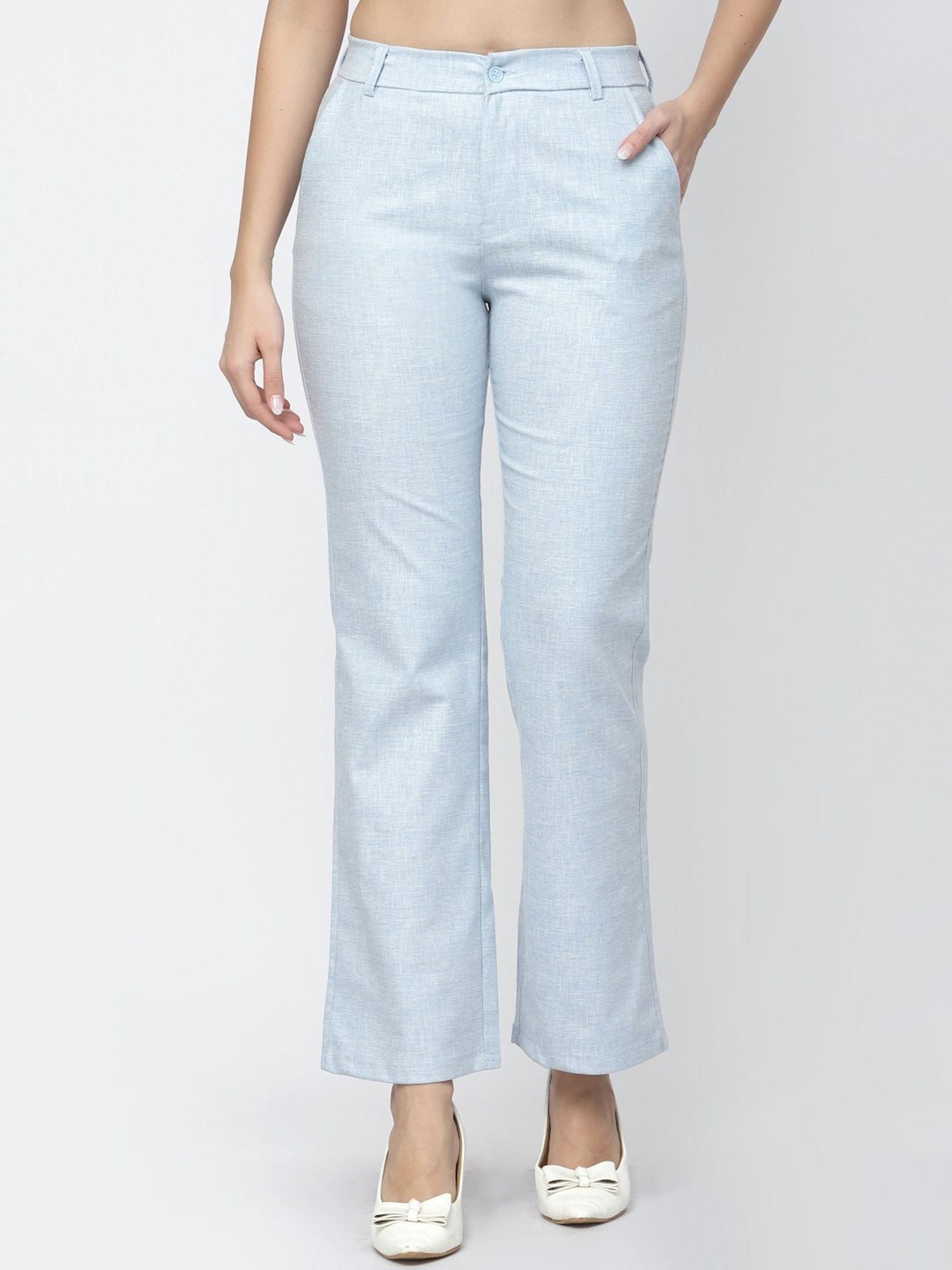 Westwood Sky Blue Relaxed Fit Mid Rise Trousers