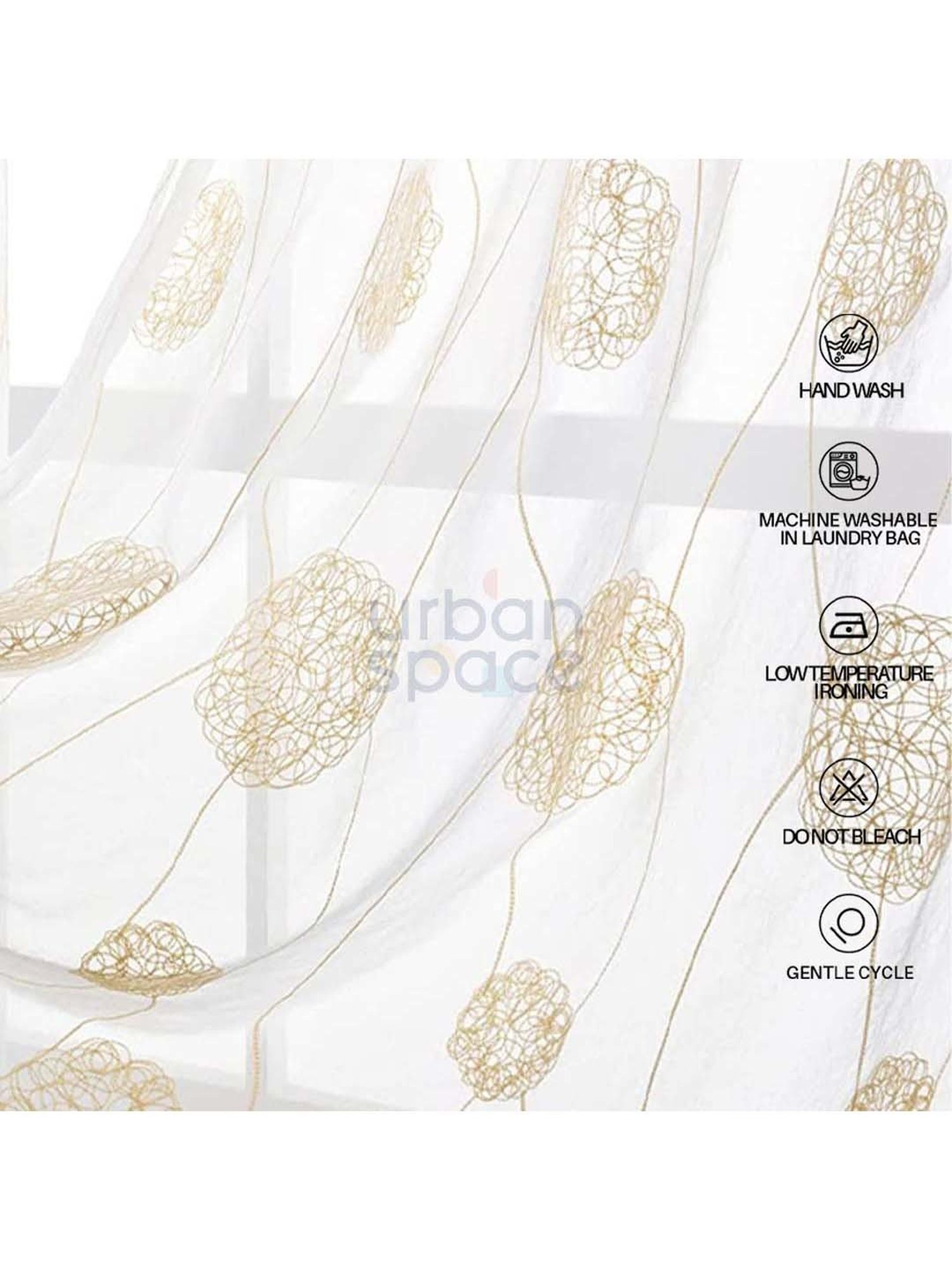 Urban Space Taupe Polyester Window Curtain With Tieback & Eyelet - Set of 2