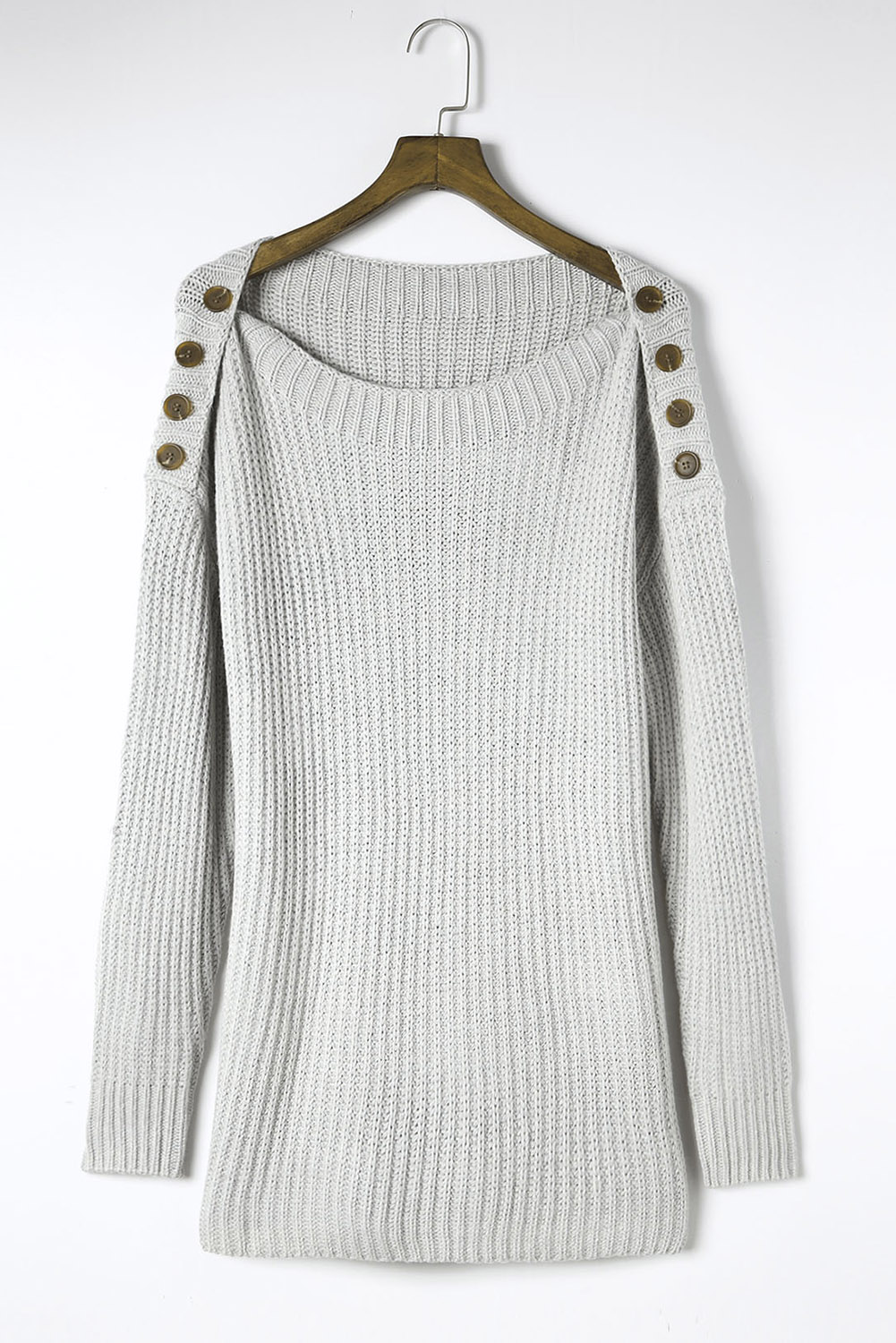 Yellow Drop Shoulder Henley Pullover Sweater With Slits