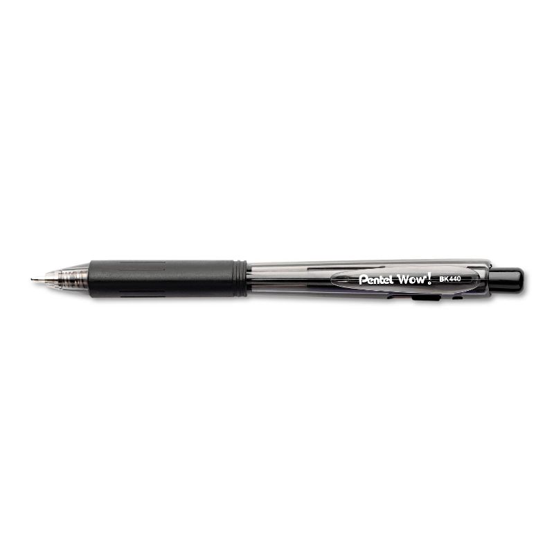 Pentel WOW! Retractable Ballpoint Pen 1mm Black Barrel/Ink Dozen BK440A