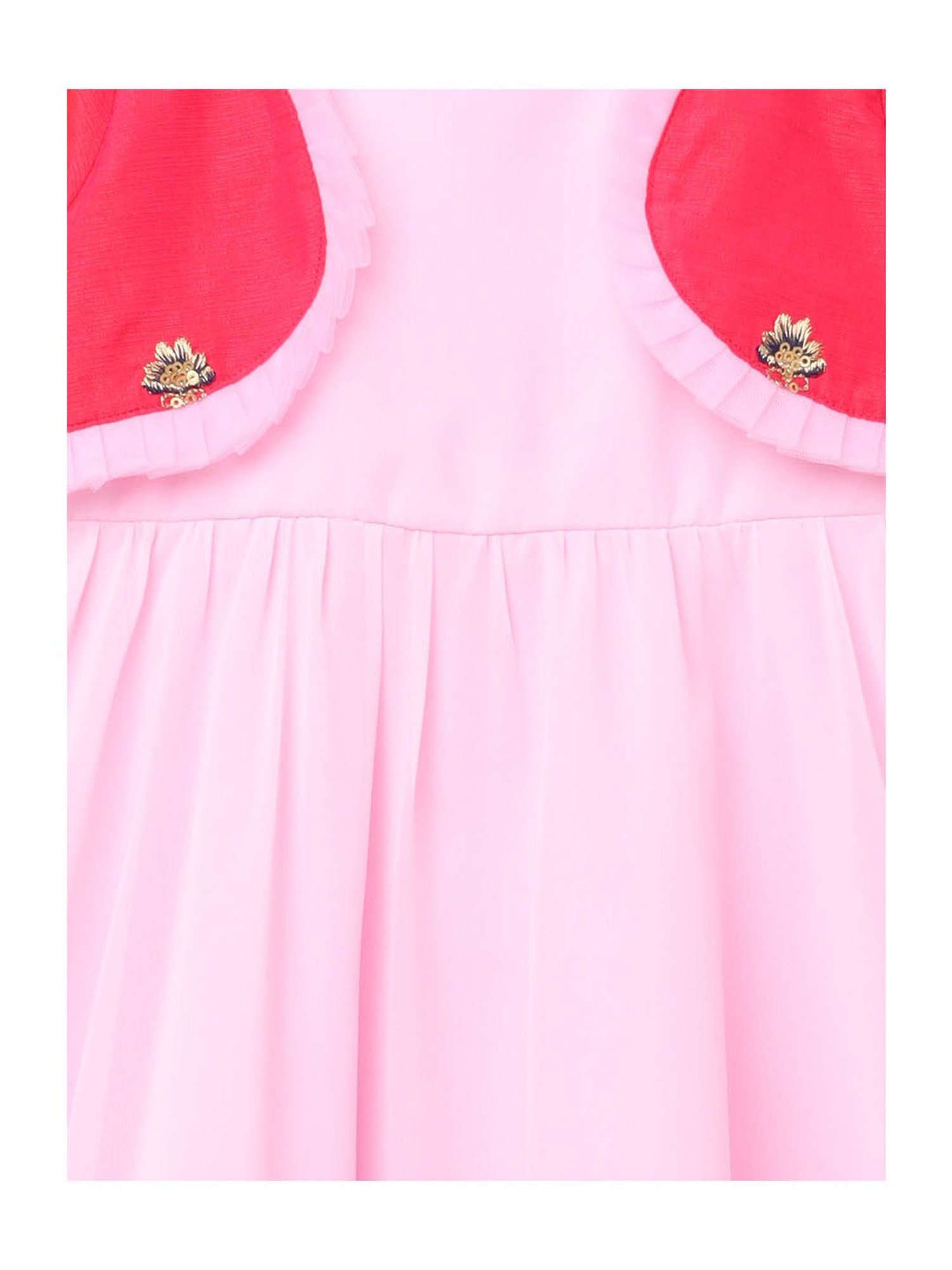 Many Frocks Kids Light Pink Embellished Gown with Shrug
