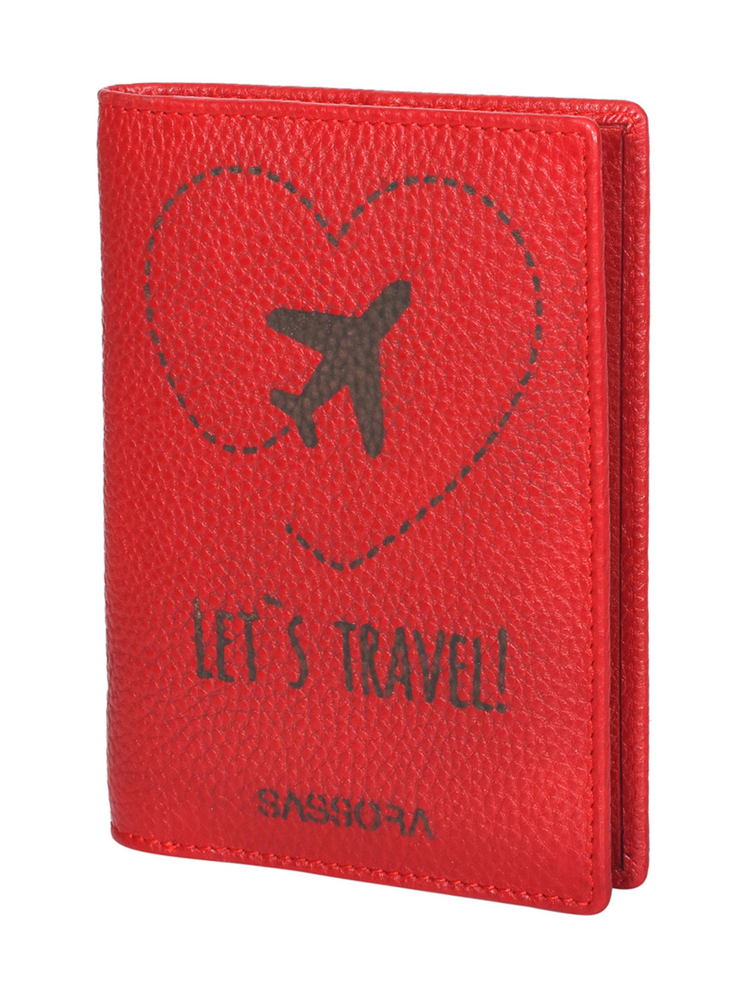 SASSORA Lyla Red Printed Leather Small Passport Holder