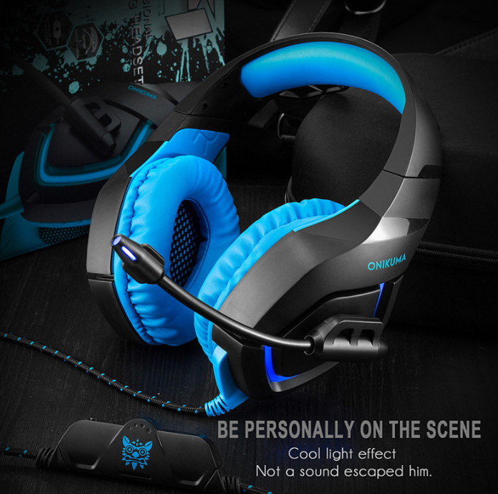 Head-mounted chicken-eating headset ONIKUMA K1B luminous gaming headset PS4 XBOX ONE Internet cafe headset microphone