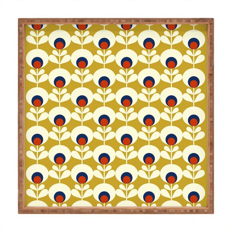 13" Wood Showmemars Flowers Geometry Small Square Tray - society6