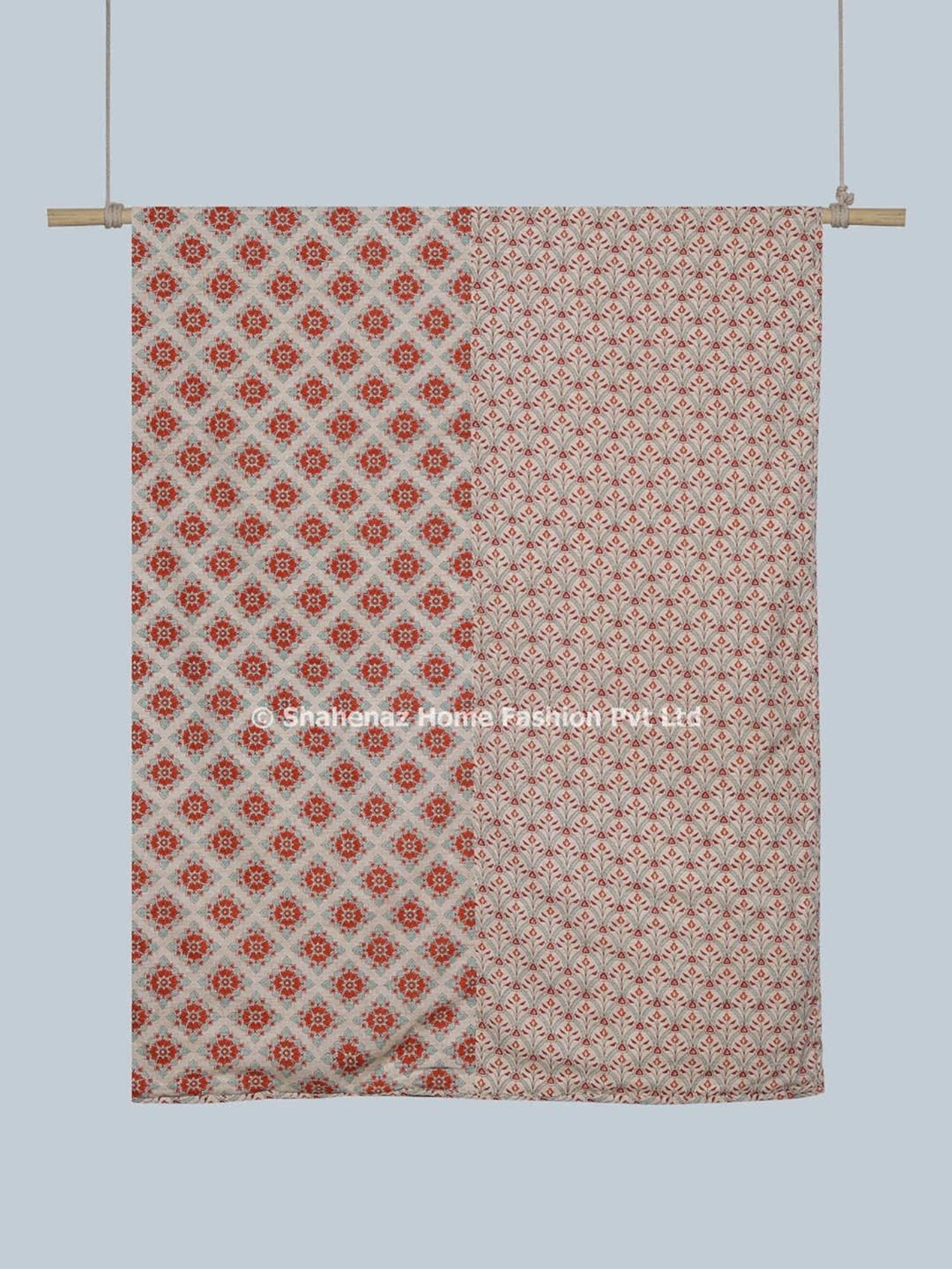 Shahenaz Anjali Floral Orange Cotton Double Reversible Dohar