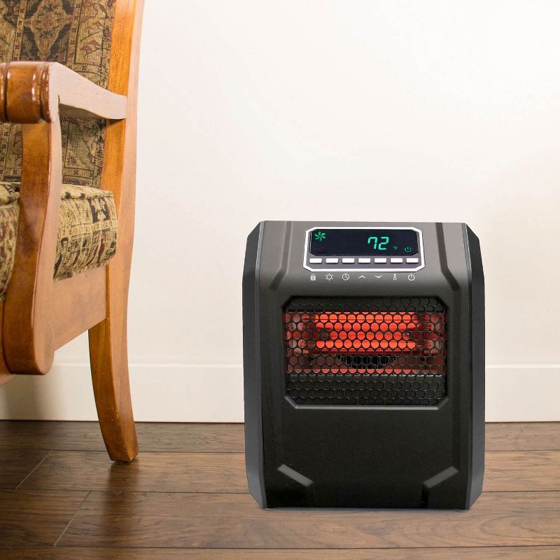 Lifesmart 4-Element Quartz Infrared Portable Large Room Electric Space Heater, Black