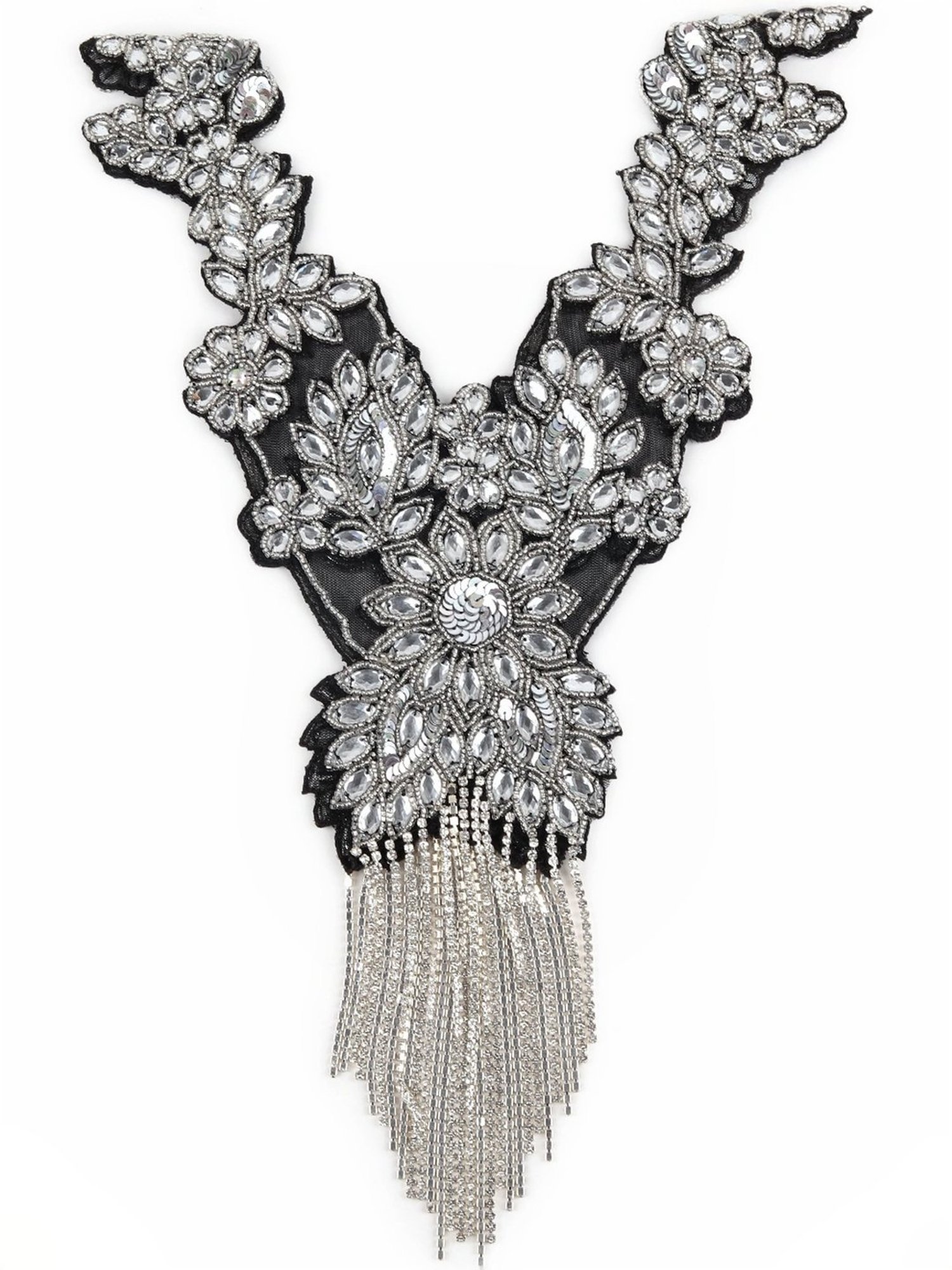 Odette Silver Embellished Fancy Short Cape