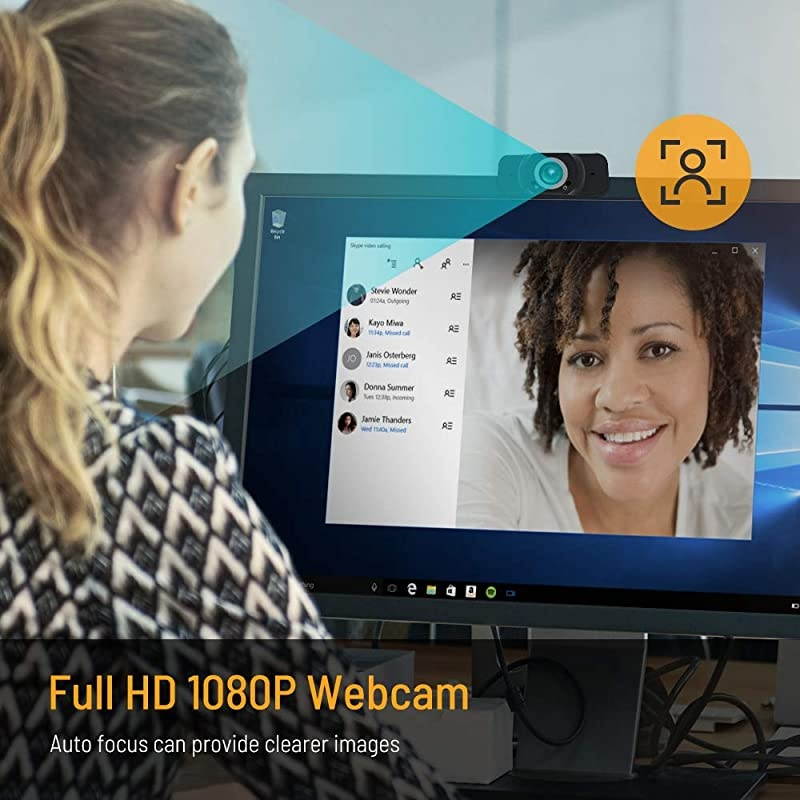 1080P Webcam with Microphone  HD Streaming USB Computer Webcam with Privacy Cover Streaming Computer Web Camera for Video Calling Plug and Play