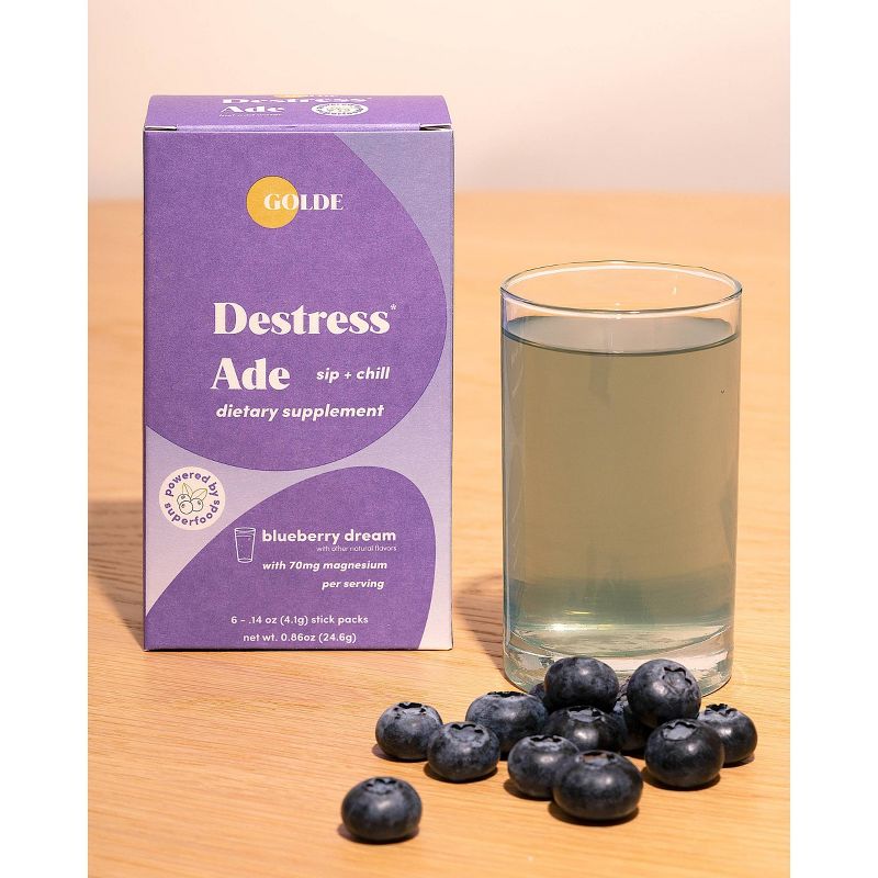 Golde Destress Ade Blueberry Dietary Supplements - 6ct