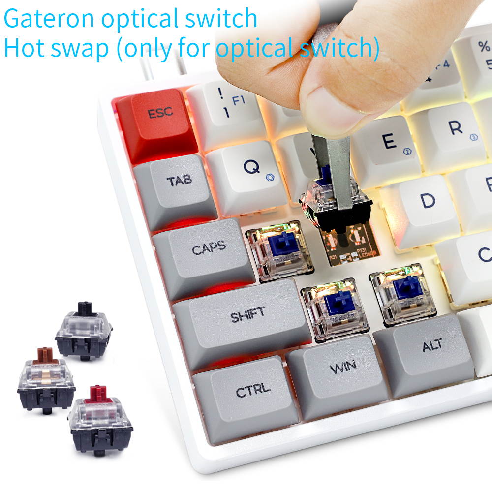 SK71 71 Keys Wired Mechanical Keyboard Gaming Keyboard with RGB Backlit, PBT Keycaps, Arrow Keys, Direction Keys, IP6X Dustproof Waterproof Hot Swappable for Win/Mac/Gaming(Mechanical Optical Axis)