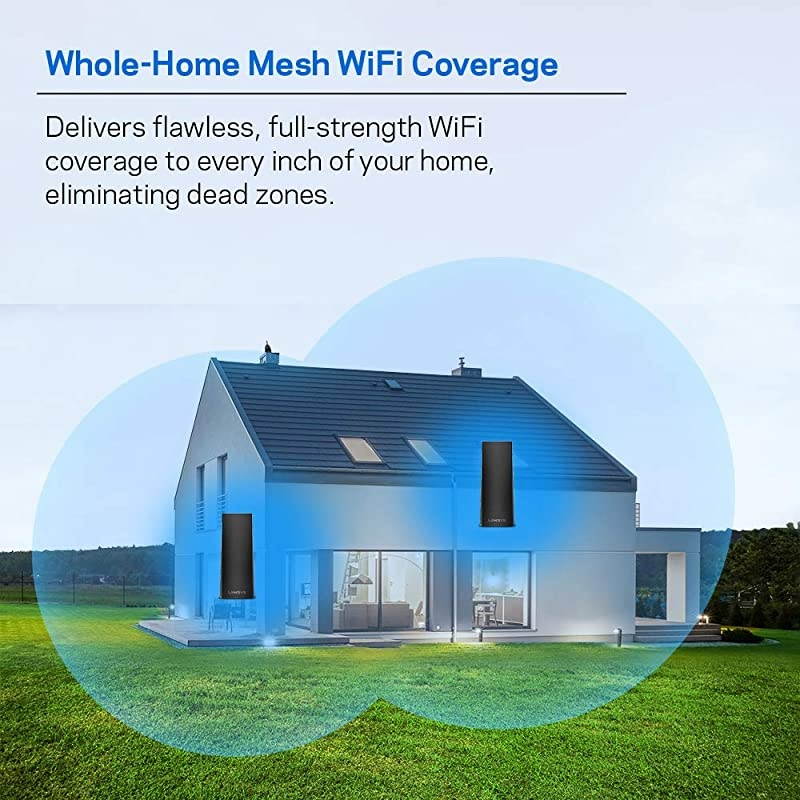 Velop Mesh Router (Tri-Band Home Mesh WiFi System for Whole-Home WiFi Mesh Network) 2-Pack, Black