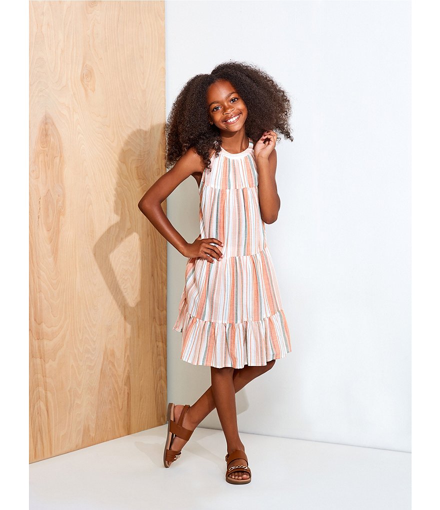 Angie Big Girls 7-14 Stripe Ruffle-Hem Maxi Dress
