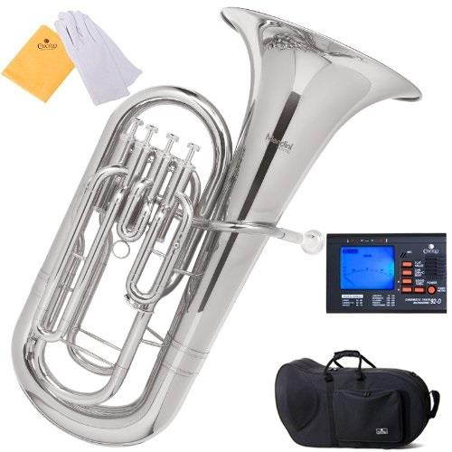 mendini mepn nickel plated b flat euphonium with stainless steel pistons