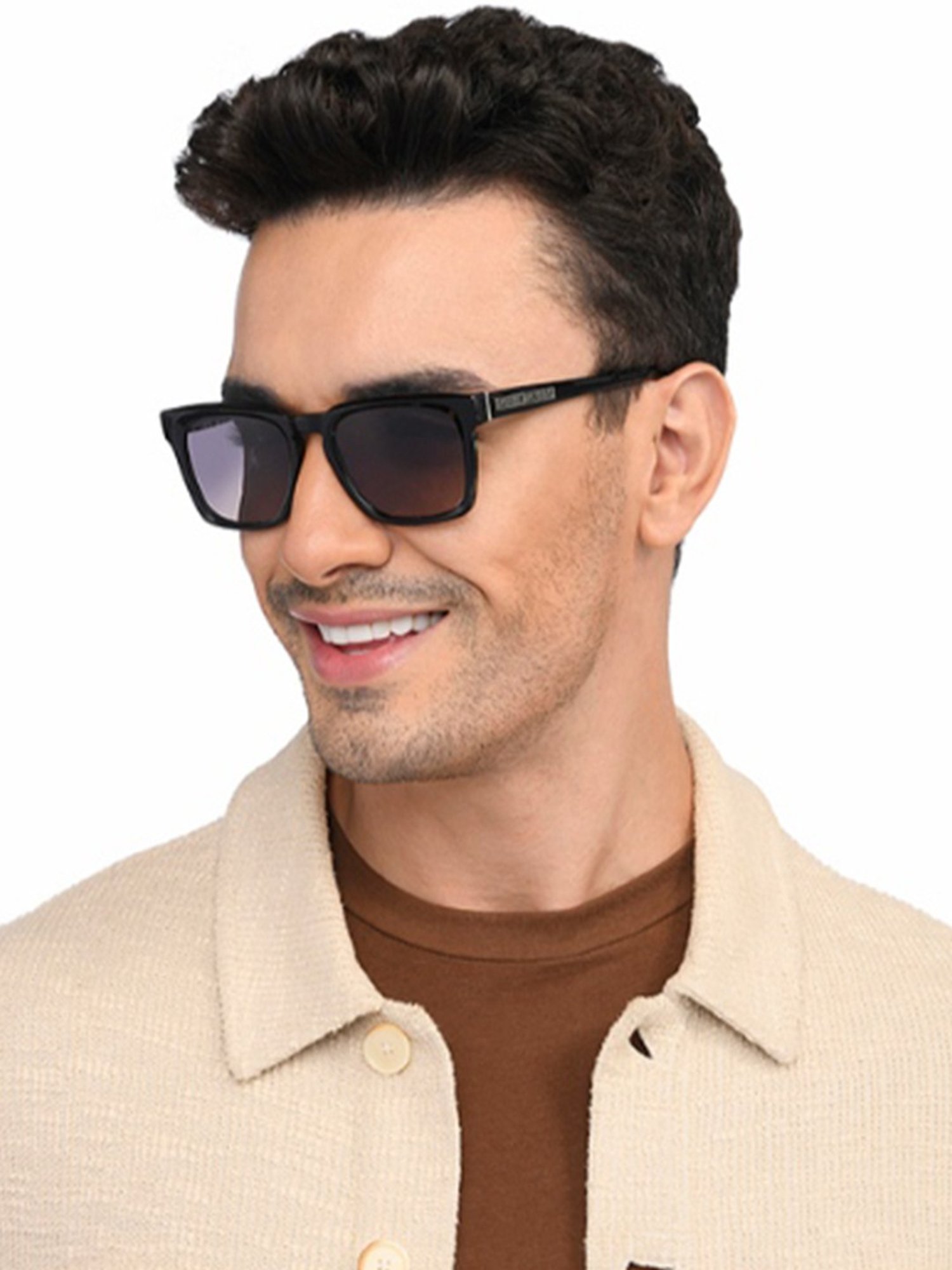 John Jacobs Grey Square Polarised and UV Protected Lens Unisex Sunglasses