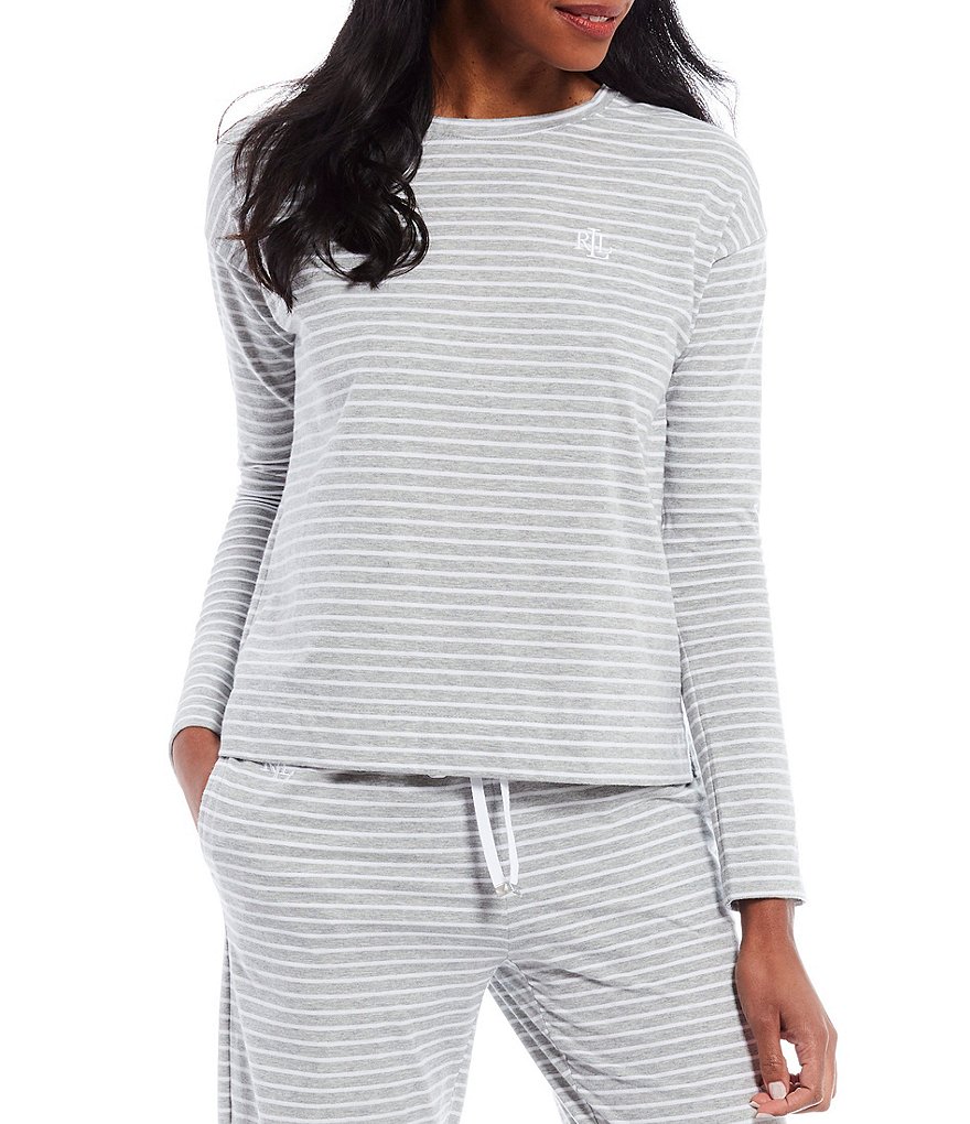 Lauren Ralph Lauren Pique Striped Coordinating Long Sleeve Top