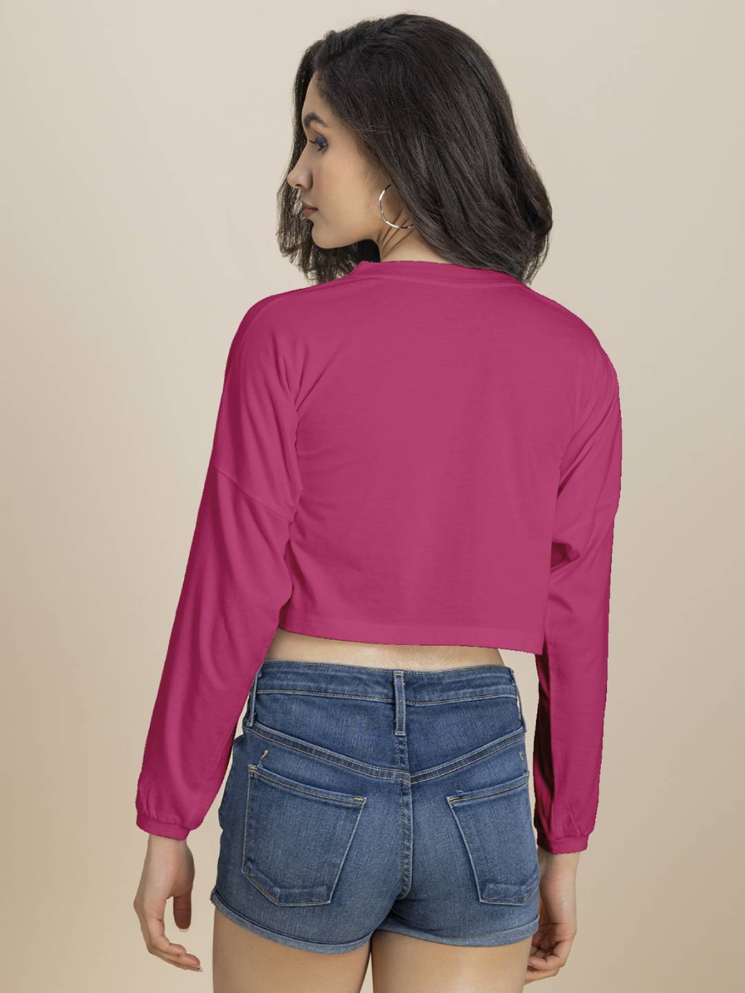 Moomaya Pink Graphic Print Crop T-Shirt