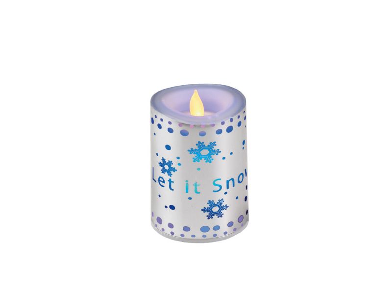 Diva At Home 4" Silver Colored  "Let it Snow" Flameless Candle with Flickering LED Lights
