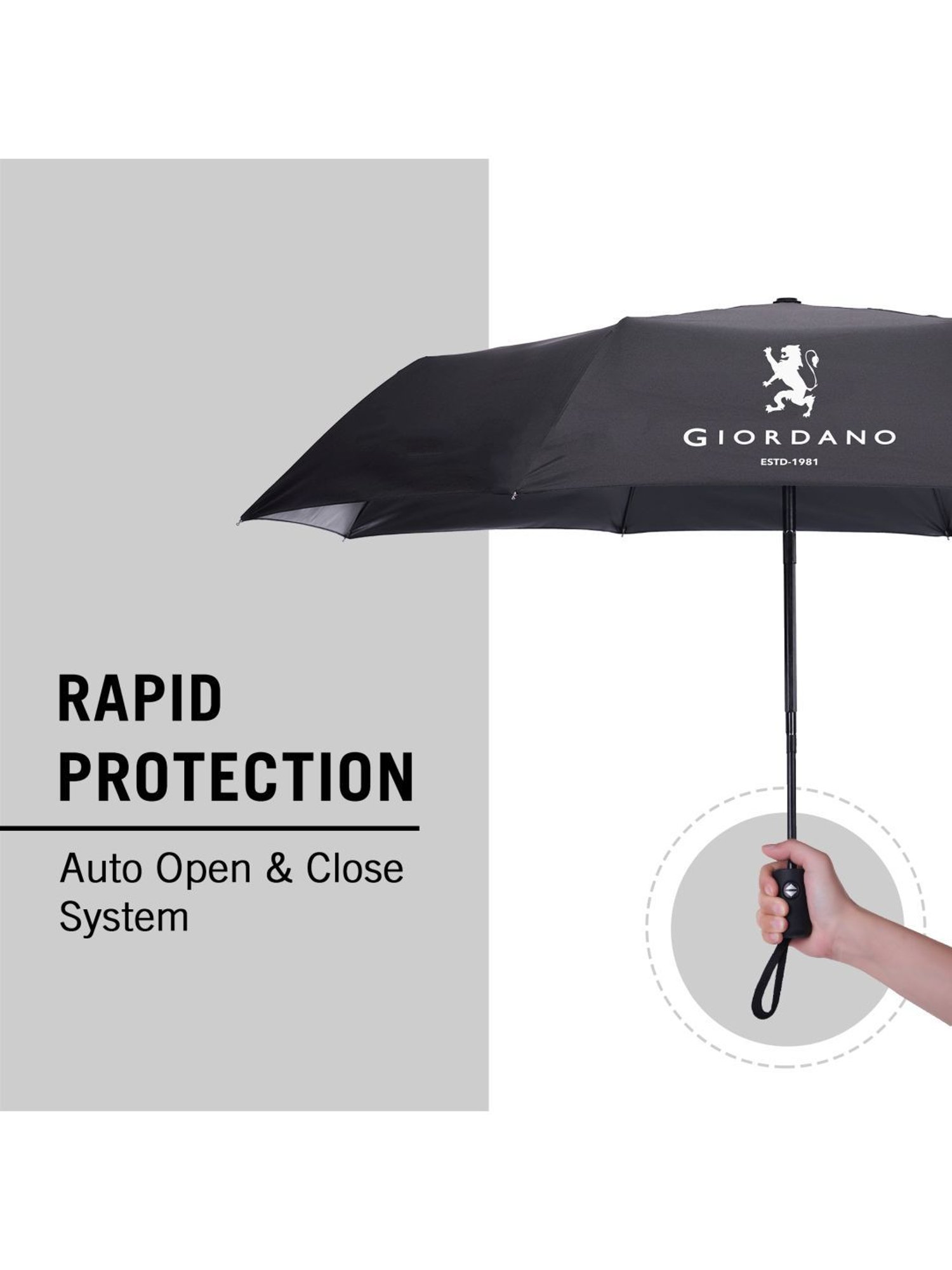 Giordano UV Protection Black Umbrella