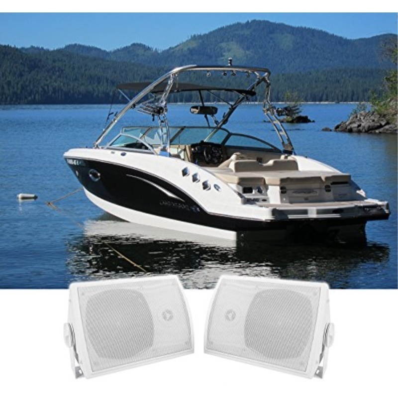 Pair Rockville HP5S 5.25" Marine Box Speakers with Swivel Bracket For Boats
