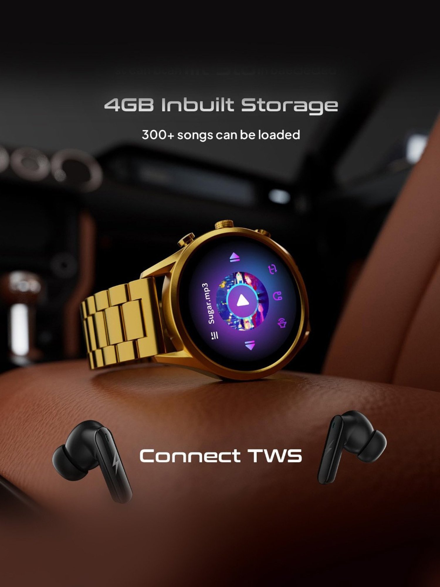 Fire-Boltt Infinity Luxe BT Calling Smartwatch with 1.6 inch HD Round Display (Gold)