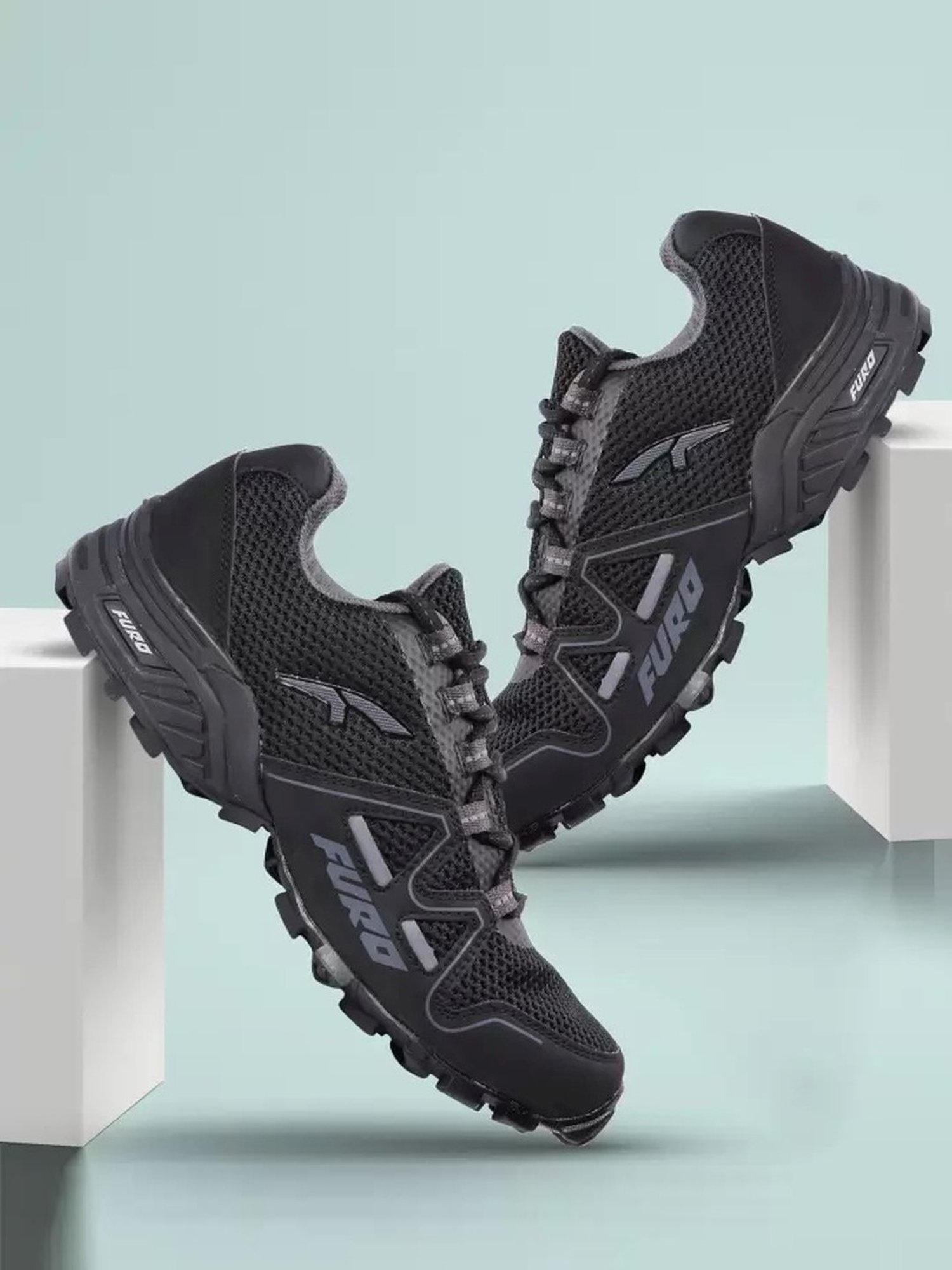 Furo by Red Chief Men's Black Hiking Shoes