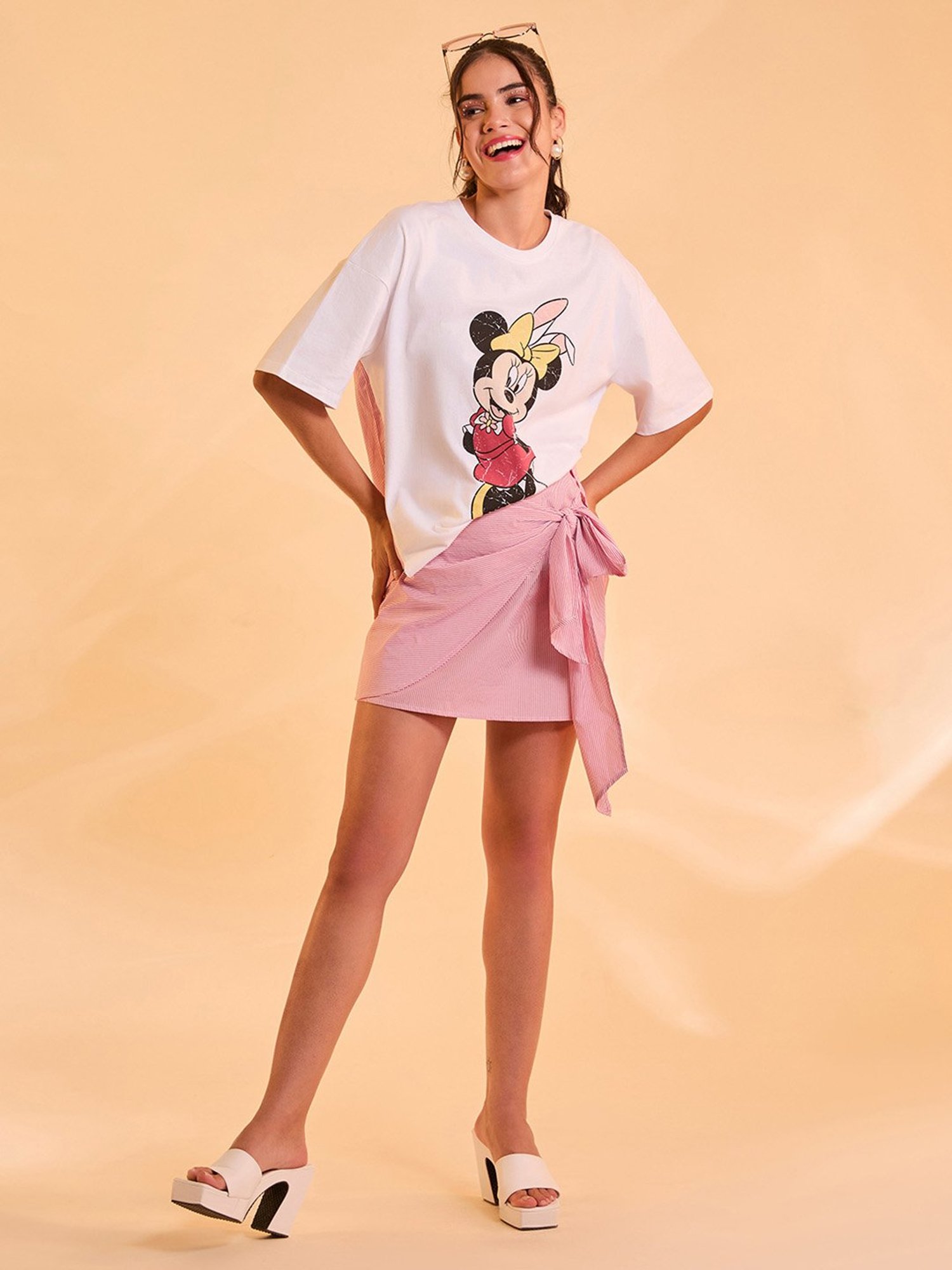 Kazo White Cotton Printed Top