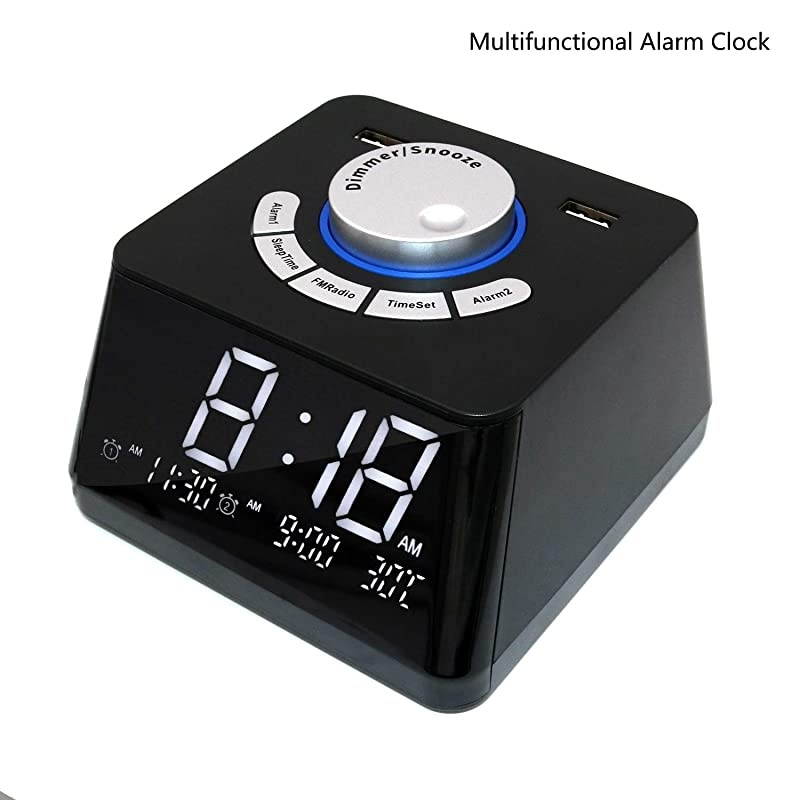 radio alarm clock FM radio Alarm clocks for bedroomsDual alarm clock with 6 alarm clock sounds radio alarm clocks for bedroomsDual USB charging port Bedroom sleep alarm clock al