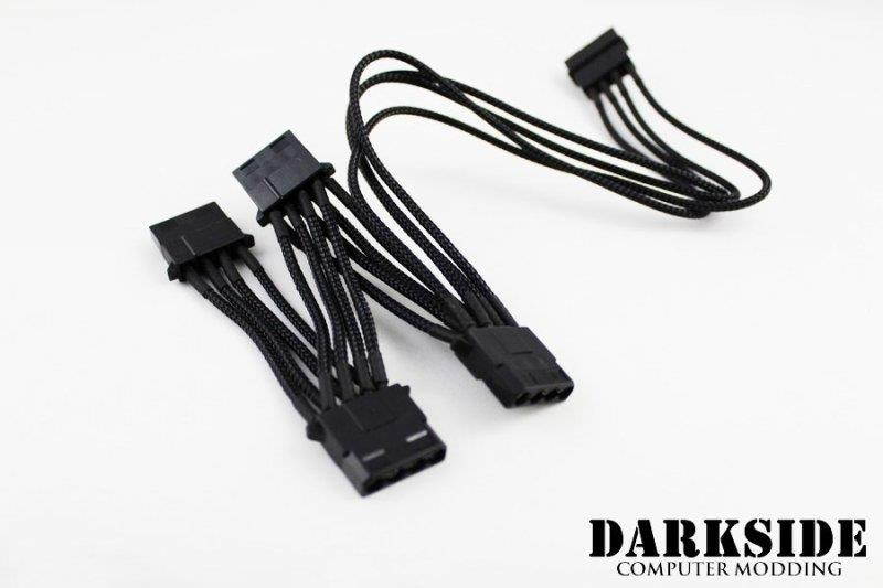 Darkside 4-Way 4-Pin MOLEX Power Y-Cable Splitter - Jet Black (DS-0143)