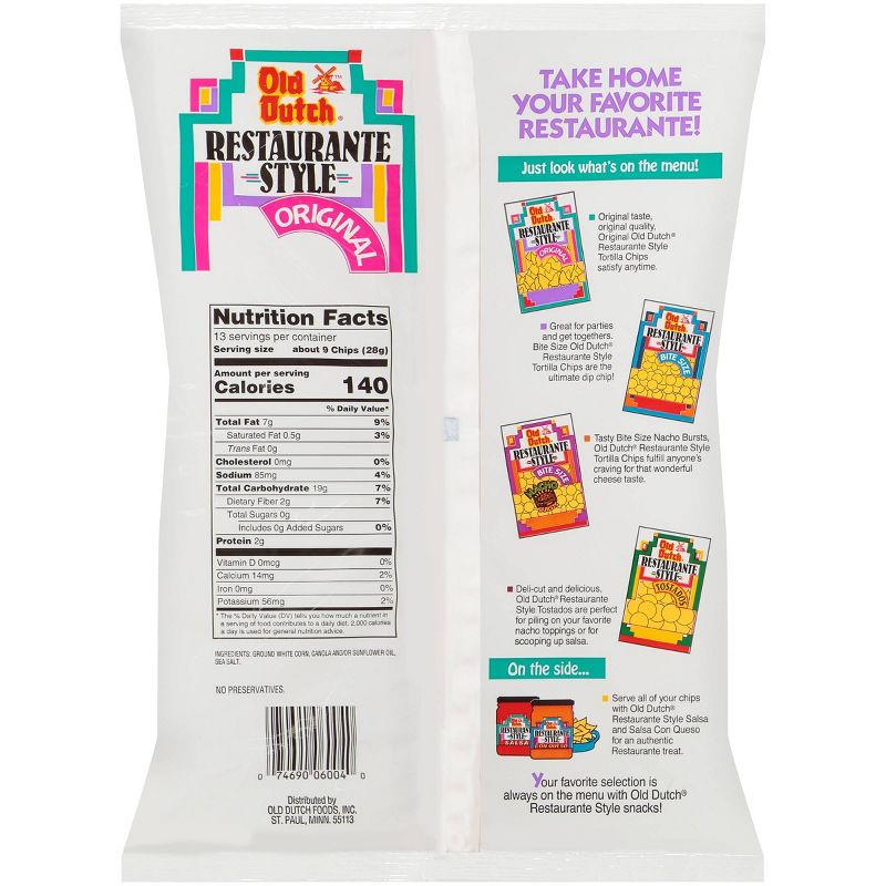 Old Dutch Restaurante Style Original Premium Tortilla Chips - 13oz