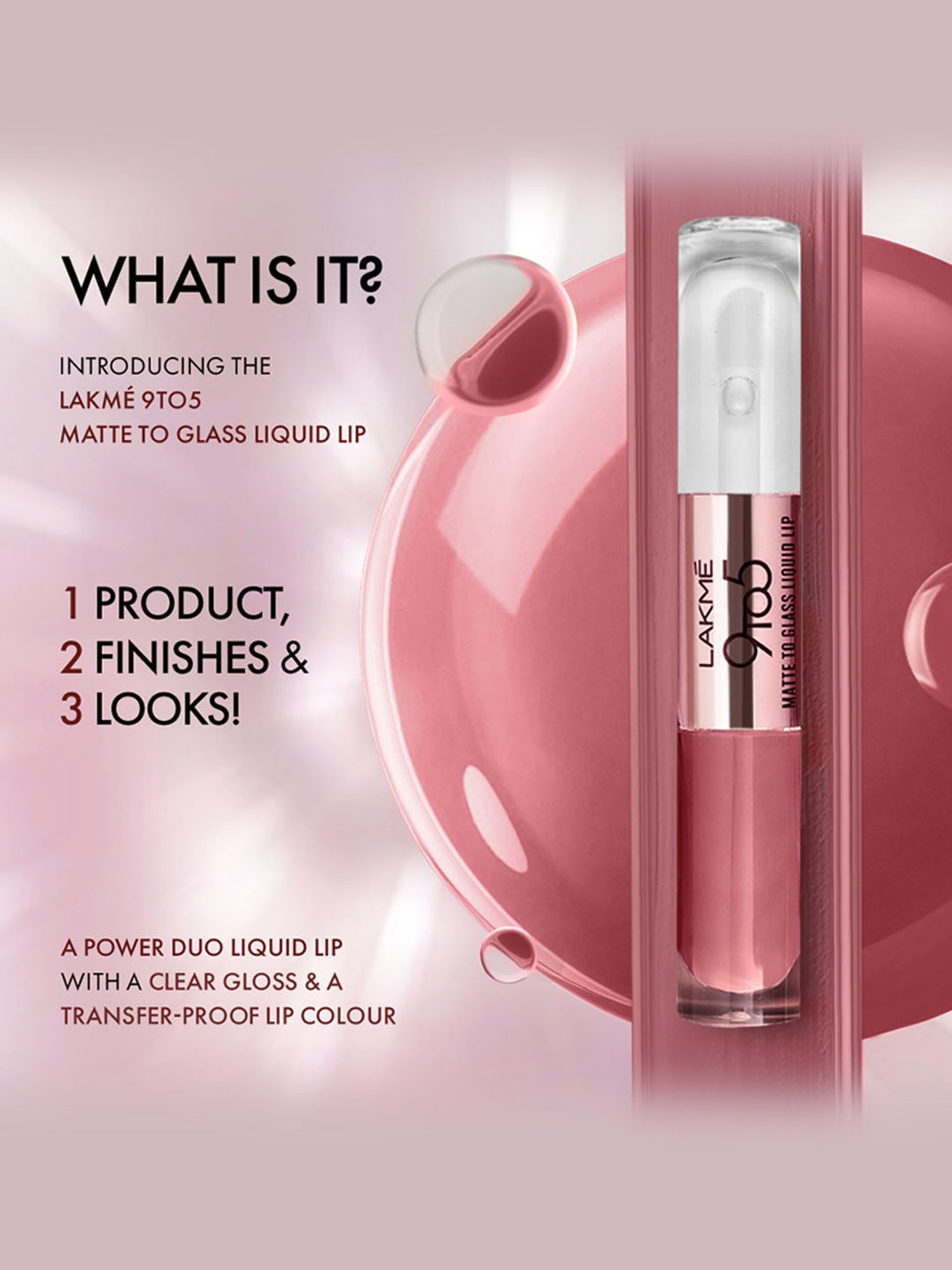 Lakme 9 To 5 Matte To Glass Liquid Lip Salted Caramel - 7.6 ml