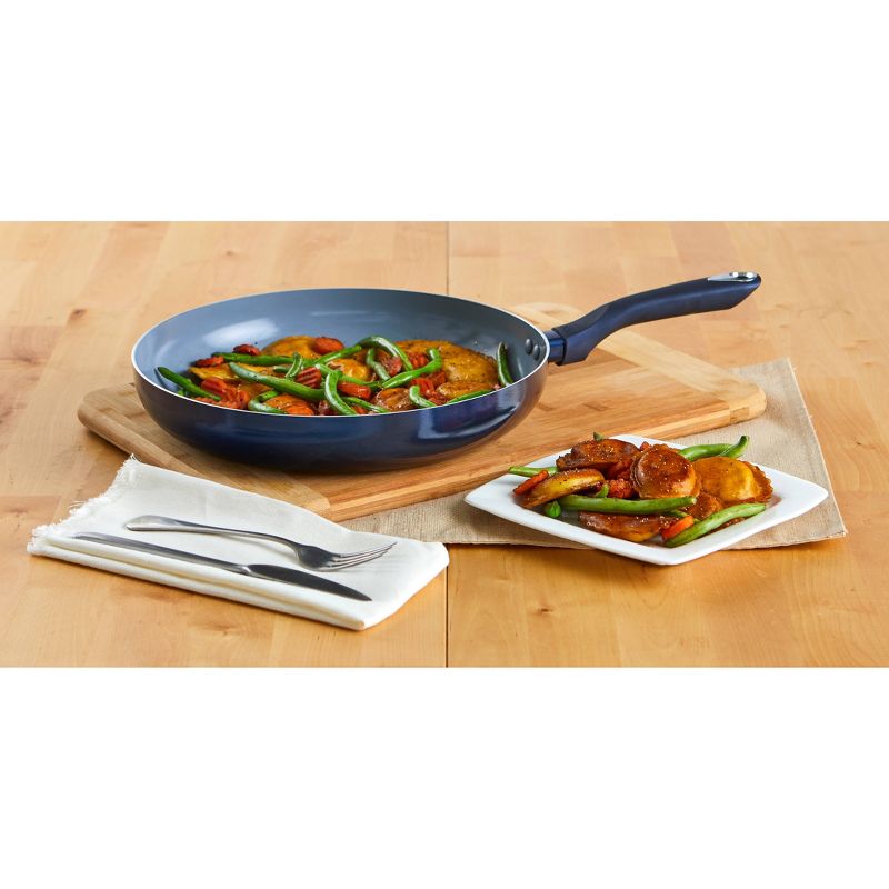 IMUSA 12" Ceramic Fry Pan with Soft Touch Handle Blue